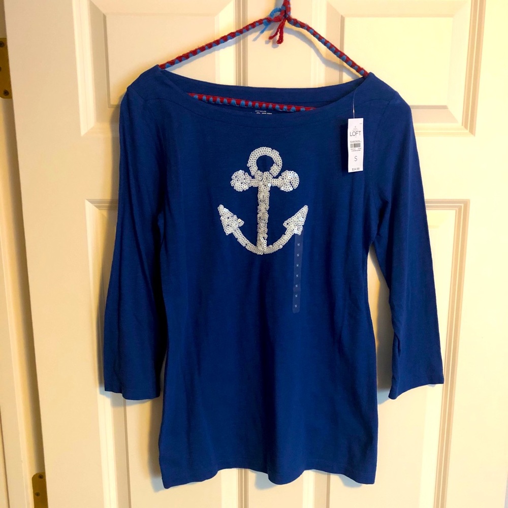 Ann Taylor Loft 3/4 sleeve anchor t-shirt, NWT